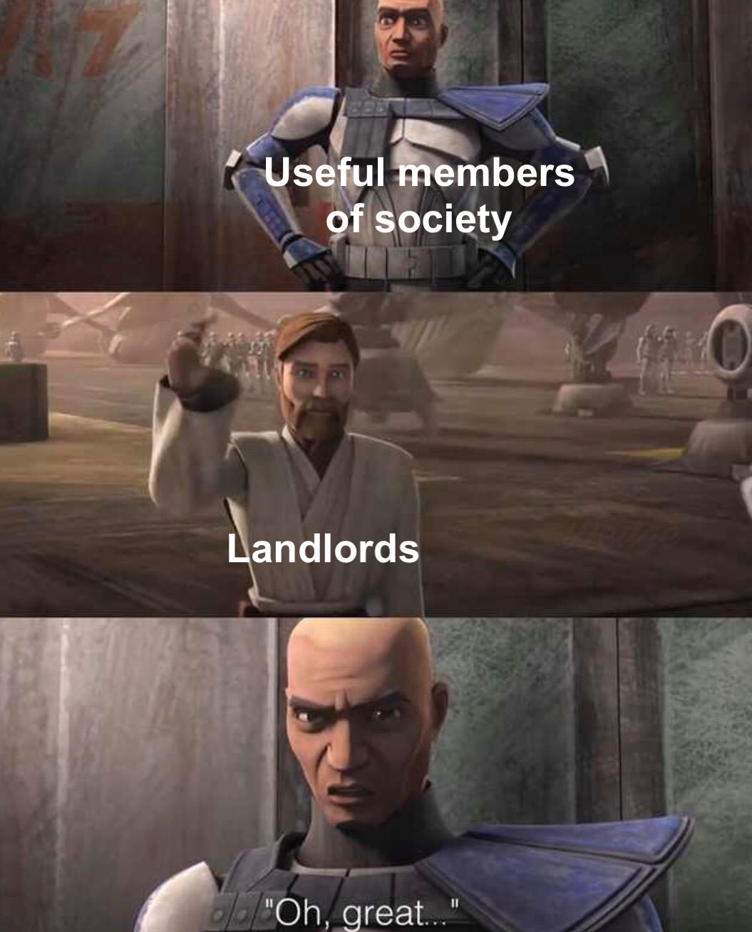 This meme is a humorous comparison between two images. The first image shows a character from the TV show "Star Wars: The Clone Wars" (Captain Rex) with a serious expression, captioned "Loyal". The second image shows the same character with a silly expression, captioned "When you're a loyal worker but your boss is a Sith Lord". The meme is implying that even the most loyal workers can have a hard time dealing with difficult or demanding bosses.